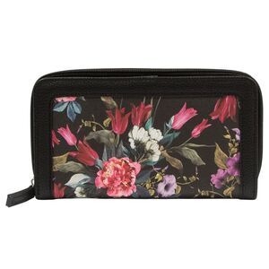 MUNDI Women's Large Zip Wallet in Black Floral Print